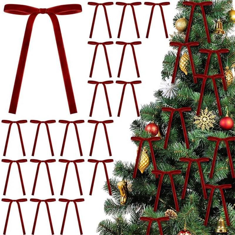 Velvet Christmas Tree Bows (10-Pack)