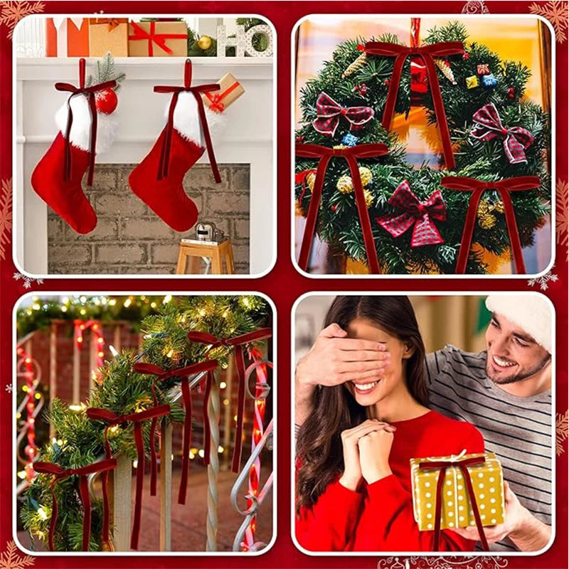 Velvet Christmas Tree Bows (10-Pack)