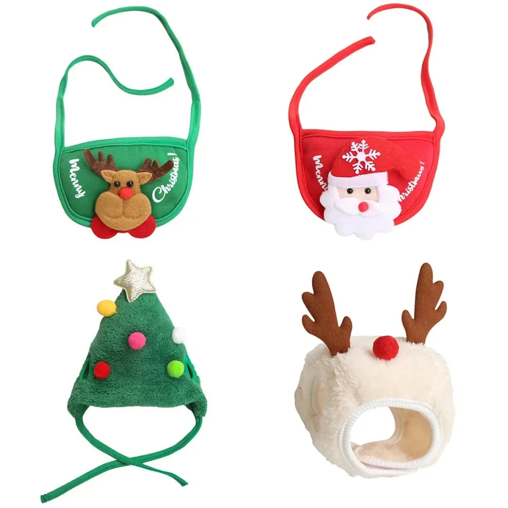 Pet Christmas Hat or Bib (Reindeer, Tree & Santa)