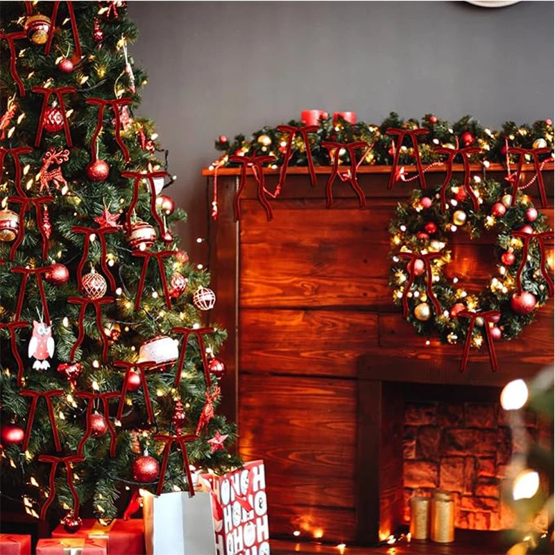 Velvet Christmas Tree Bows (10-Pack)
