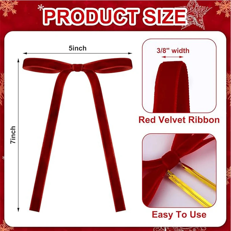 Velvet Christmas Tree Bows (10-Pack)