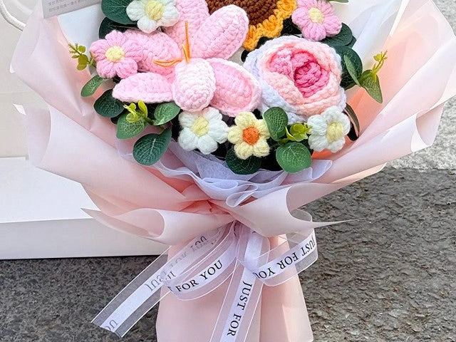 Crochet Forever Flower Bouquet (Handmade)