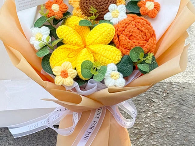 Crochet Forever Flower Bouquet (Handmade)